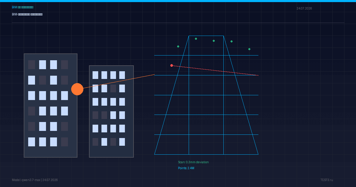 Сравнение облака точек с BIM-моделью — цветовая индикация отклонений